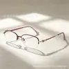 Nuevas Gafas de Metal Ovaladas de Media Montura con Bloques de Color para Hombre y Mujer Ligeras Elegantes Temperamento de Moda Sencillas para el Trabajo Patillas con Tallado