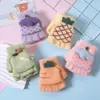 Guantes Calientes de Pollo de Dibujos Animados para Bebé Otoño e Invierno A prueba de Frío Engrosados Lindos para Niños y Niñas de Cinco Dedos Medio Dedo Tapa Abatible