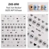 Adesivos de Unha de Laço em Formato de Coração, Adesivos Versáteis Planos Vazados para Nail Art, Decorações Fofas Estilo Dh