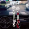 Bola de cristal para carro, pingente de espelho retrovisor de carro, pingente de metal, ornamento para pendurar no interior, decoração de carro, ornamento de pingente de strass