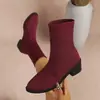Sudeste Asiático Tallas Grandes Transfronterizas Versátiles Botas Nuevo Tacón Grueso Exportación Botas de Calcetín Elásticas Otoño Europeo y Americano Moda Simple Europeo y Americano