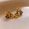 Pendientes Vintage de Plata con Forma de Rombo y Gota de Aceite Estilo Palacio Retro Exquisitos Pendientes de Botón Lujo Ligero Pendientes de Gama Alta