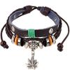 Yiwu joyería pulsera explosiva de piel de vaca colgante de hoja de arce pulsera de cuero fábrica directa lote al por mayor joyería de cuero