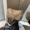 Bolsa Tecida Arco-Íris Fresca e Simples para Mulheres 2025 Nova Bolsa de Mão Simples para Férias na Praia Bolsa Transversal Almofada