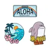 Broche de Praia Onda de Tubarão Fofo Novo Estilo Transfronteiriço Insígnia de Acessório de Metal Série Oceano Desenho Animado Criativo