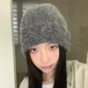 Gorro de Punto Retro con Borde Enrollado para Mujer, Gorro Holgado Cálido de Otoño e Invierno, Hace que la Cara Parezca Más Pequeña, Gorro para Clima Frío, Gorro para Cubrir la Cabeza con Protección para los Oídos