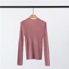 Otoño e Invierno Camiseta Base de Punto de Lana de Cuello Medio Alto Francés para Mujer Suéter Interior Elegante de Ajuste Ceñido de Alta Gama Top Suave y Ceroso