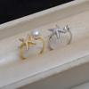 Accesorios de joyería de bricolaje hechos a mano con forma de estrella de mar, anillo abierto de plata S925 4443, ajuste de anillo de dedo vivo 6-9, soporte de perla