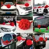 Flor Roja Grande en Forma de Bola Entrega de Coche Coche Nuevo Flor Roja Grande Boda Cinta de Apertura Corte de Cinta Inauguración de Casa Puerta de Entrega Hortensia Roja de Seda