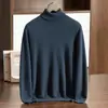 Suéter Pulôver Masculino Liso de Gola Alta Tamanho Grande Outono/Inverno 2026 Casual de Negócios para Jovens e Meia-Idade Malha de Cashmere