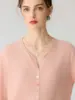 Colección nueva de otoño e invierno al por mayor: Cárdigan de punto de cachemira para mujer, cuello redondo, mangas largas, prenda exterior de cachemira de corte holgado, top con botones coloridos