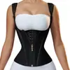 Faja de látex transfronteriza, chaleco estilo corrector de postura de 15 varillas, con cierre de cremallera y botón, top moldeador retro