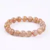 Sheyao Joyería Pulsera de Piedra Solar Natural con Perlas Redondas Pulsera de Círculo Único de Piedra Solar Joyería DIY Regalo al por Mayor