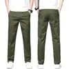 Pantalones Casuales Color Verde Militar Nuevos Otoño 2026 para Hombre, Rectos Holgados Elásticos con Cintura Elástica, Pantalones de Vestir para Hombres de Mediana Edad
