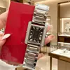Nuevo Estuche de Reloj Rectangular Incrustado con Diamantes con Números Romanos, Elegante Movimiento de Cuarzo, Esfera Grande, Reloj Dorado para Mujer al por Mayor