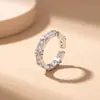 Anel de Diamante Cravejado Venda Quente Transfronteiriça para Mulheres Europeu e Americano Aberto Ajustável Cobre Banhado a Ouro Toque de Luxo Ornamento de Dedo Anel Joia