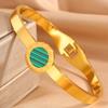 Pulseira de Aço Titânio para Mulheres, Pulseira de Madrepérola com Números Romanos de Luxo Leve, Abertura Elástica, Não Desbota, Pulseira de Ouro 18K Atacado