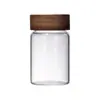 Madera de Acacia Portátil Mini Frasco de Almacenamiento de Vidrio de Borosilicato Granos de Café en Polvo Té Empaque Frasco de Almacenamiento Frasco Sellado
