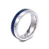 Venta Directa del Fabricante de Joyería de Acero de Titanio Moda Europea y Americana Anillo Personalizado de Acero Inoxidable Azul Incrustado con Diamantes Anillo de Pareja