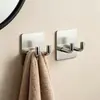 Suporte de ganchos em aço inoxidável, adesivo forte sem furos, gancho de parede para cozinha, banheiro e lavabo, gancho adesivo para pendurar roupas