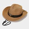 Sombrero vaquero de paja estilo retro americano de vaca y tau, sombrero para el sol informal retro para hombre y mujer, sombrero panamá resistente al viento y transpirable.