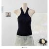 Top Interno Feminino Malha Alças Finas Gola Alta Sem Mangas Estilo Hot Girl Pura Luxúria Novo Estilo Verão Costas Abertas Emagrecimento