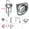 Lavabo triangular de acero inoxidable con soporte de suelo, lavabo simple de esquina en forma de abanico para pared para cocina, no requiere taladro