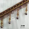 Nova Faixa de Cabeça para Cortina Estilo Europeu com Contas Decorativas, Acabamento em Renda, Borlas e Acessórios de Contas Penduradas