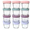 Pacote com 12 Garrafas de Vidro Mais Vendidas 120/240ml com Tampas Plásticas Coloridas Tampas de Vedação para Potes Mason 4/8oz