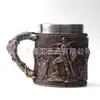 Taza de Cerveza de Caballero Medieval con Relieve de Guerrero con Armadura Medieval, Taza de Café, Taza de Cerveza de Barril para Bar