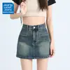 Falda de mezclilla retro sexy para mujer para evitar la exposición 2025 Tendencia de verano Nueva falda línea A de cintura alta que cubre las caderas