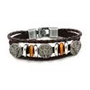 Pulseira de exportação atacado corda de couro trançada com contas três acessórios de liga pulseira de couro masculina ornamentos de mão japoneses e coreanos