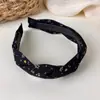 Diadema vintage de cuadros florales anudada para mujer, diadema de tela cruzada, corona alta, no apretada, accesorio artístico para el cabello