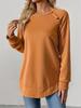 Camiseta Feminina Amazon Outono e Inverno Gola Redonda Manga Longa Cor Sólida Top Solto Frente Curta Costas Compridas Moletom Top Feminino