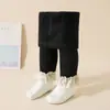 Medias forradas de forro polar para niñas de otoño e invierno, leggings de bebé cálidos de color liso, calcetines versátiles de una sola pieza con ribete de encaje
