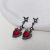 Pendientes de temperamento de cuatro hombres con estrella roja de amor, pendientes de personalidad de nicho femenino, moda 2023, nuevos pendientes de moda.