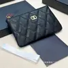 Portatarjetas de Marca Clásica Transfronterizo para Mujer Billetera con Cremallera para Monedas Patrón de Rombos Caviar Cartera de Mano de Piel de Vaca para Monedas