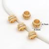 Retención de Color Alta Oro Real de 18K Incrustado Circonita Cuentas Espaciadoras de Agujero Grande, Encaje Base de Flor de Doble Cara Accesorios de Cuentas para DIY C45