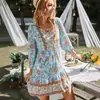 Nuevo Vestido Falda Casual Bohemio Estilo Vacaciones Amazon 2024 Primavera/Verano Posicionamiento Flor Mujeres 911