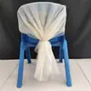 Capa de Encosto para Cadeira Pequena de Jardim de Infância com Gaze, Tecido para Cadeira de Bambu de Celebração de Casamento, Gaze de Malha, Decoração de Banco para Cerimônia de Formatura, Gaze Branca