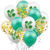 15 globos pequeños de piña fresca con diseño de flamenco, hojas de tortuga y lentejuelas para decoración hawaiana de fiestas, cumpleaños y bodas.