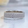 Anel de Diamante de Três Fileiras Totalmente Cravejado com Microincrustação para Mulheres Moda Personalidade Ins Design de Nicho Senso de Design Luxo Leve Anel para Dedo Indicador de Casais