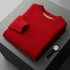 Nuevo Suéter de Lana 100% Puro para Primavera y Otoño, Cuello Redondo para Hombre, Capa de Aire, Suéter de Lana Engrosado, Jersey, Suéter Básico, Suéter de Punto