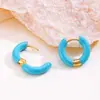 Aretes de oro de 18k, aretes en forma de C, diseño de goteo de aceite esmaltado, estilo francés simple, broches para orejas de lujo ligero, aretes exquisitos de alta gama para mujer