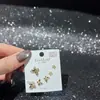 Nuevo Conjunto de Aretes de Múltiples Piezas, Aretes de Mariposa, Circonita Súper Brillante, Galvanizado Ecológico, Aguja de Plata S925, Moda de Invierno
