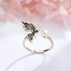 Anillo Abierto de Mariposa Simple Vintage Anillo para el Dedo Índice para Mujer Celebridad en Línea Estilo Bosque Distintivo Articulación Dedo Meñique Moda Anillo de Cola