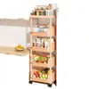 Estante de Almacenamiento con Carrito Snacks Domésticos de Pie Multicapa Almacenamiento para Sala de Estar Estantería Móvil Cocina Cesta Estante para Frutas y Verduras