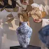 Jingdezhen Estilo Chino Nuevo Jarrón de Cerámica Rugosa Tarro de Cerámica Estilo Wabi-Sabi Decoración B&B Camuflaje Azul Adornos para Arreglos Florales