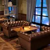 Sofá de bar de whisky estilo americano, juego de mesa y sillas de restaurante y cafetería estilo Western vintage, asiento individual de silla de tigre para sala de puros