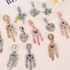 Atrapasueños Mariposa Estilo Bosque Aleación Esmalte Incrustado Diamante Morado Borla de Pluma Colgante Accesorios DIY Pulsera Cuentas Colgante